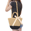 Fashion Women Ribbon Handbag Straw Weave Knitting Bucket Bag Summer Beach Holiday Totes Shoulder Bag