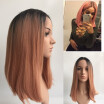 BLACK OMBRE PINK STRAIGHT SYNTHETIC LACE FRONT WIG