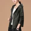 City plus CITYPLUS 2017 autumn&winter new style women&39s clothing wild loose leisure PU leather clothing letters embroidery hooded short jacket CWWT179564 dark green M