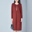 City plus CITYPLUS 2017 winter new style women women wild loose long sleeves round neck casual long knee long dress CWQZ179755 black M