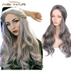AISI HAIR Synthetic Long Grey Black Wavy Cosplay Wigs For Women Festival With Heat Resistant