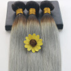 Straight Ombre Hair 1B Fading to Silver Brazilian Virgin Hair 100G Per Package 3PcsLot Bundles Hair Wefts Extensions