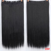 22 inch55cm Long Straight Women Clip in Hair Extensions Black Brown High Tempreture Synthetic Hairpiece