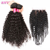 BHF Hair 7A Grade Virgin Unprocessed Human Hair Afro Kinky Curly Brazilian Hair Weave Bundles With Lace Closure