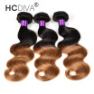 HCDIVA Ombre Virgin Hair Brazilian Body Wave 3 Bundles Body Wave Human Hair Extensions T1B30