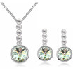 Round Crystals Pendant Necklace Earrings Jewelry Sets For Women Gift Bride Wedding Jewelry White Gold Color Accessories