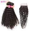 Bhf Hair Unproccessed Human Hair 3 Bundles With Closure Peruvian Virgin Hair Kinky Curly