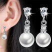 Cubic Zirconia Water Drop Earrings For Women Imitation Pearl Eardrop Classic Female Fashion Party Jewelry J110