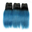 2 tone Brazilian human hair extension ombre 1B blue hair bundle 10-18 inch 3 pieces set