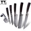 XYj VG10 Cuchillo De Cocina De Acero De Damasco 5 PCS Cuchillo De Damascus Y Afilador De Cuchillos Accesorios De Cocina