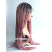 LUXRY DARK PINK SYNTHETIC LACE FRONT WIG