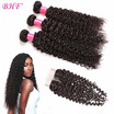 Malaysian Curly Hair With Closure Kinky Curly Virgin Hair 3Pcs Bundles With Closure