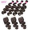 BHF Hair Virgin Malaysian Body Wave With Frontal Closure 8A Human Hair 4 Bundles Machine Made Double Firm Weft