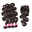 BHF Hair Peruvian Virgin Human Hair Body Wave Lace Closure Bleached Knots Natural Color With Baby Hair