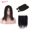 Alot Hair Peruvian 360 Lace Frontal With Bundle Hair Kinky Curly 7A 360 Kinky Curly Bundles with Frontal 2 pcs with Closure