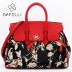BAFELLI split leather handbag chinese style hasp shoulder bag vintage floral printing crossbody bag high capacity women bag
