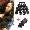 Alot Malaysian Hair Body Wave 4 Bundles with Closure 100 Human Hair Bundle with Closure Nature Black Free Shipping