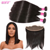 Remy Human Hair Indian Virgin Hair Ear To Ear Lace Frontal Closure with Bundles