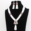 Luxury African Beads Jewelry Set Rhinestone Resin Long Necklace Drop Water Earring Nigeria Wedding Beads Bridal Jewelry Sets