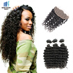 kiss hair deep wave remy Brazilian human hair 3 bundles with 413 lace frontal ear to ear lace frontal