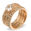 Crystal 3 Round Rose Gold Plated Ring Jewelry Made with Genuine SWA ELEMENTS Crystals From Austria R059