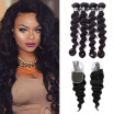 Amazing Star Malaysian Virgin Hair Loose Wave with Closure Good Quality Virgin Human Hair Bundles with Closure Soft&Bouncy