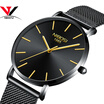 NIBOSI Men Blue Watch Ultra thin Fashion Male Wristwatch Mesh Watchband Business Watches Waterproof Black Clock Relogios Quartzo