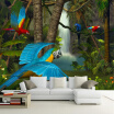 Personalized Customization Primeval forest parrot Waterfalls Photo Mural Wallpaper Living Room Hotel Backdrop Wall Decor Mural