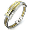 Hpolw Mens Cubic Zirconia Stainless Steel Wire Bracelet Cuff Bangle Gold Silver