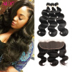 ALot Human Hair Malaysian Virgin Hair Lace Frontal Closure with 3 Pcs Hair Malaysian Body Wave No Tangle Good Hair