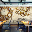 3D photo wallpaper Vintage mechanical skull clock large mural bar KTV background wallpaper theme restaurant wallpaper