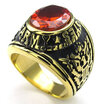 Hpolw Mens CZ Stainless Steel Ring Eagle Hawk US ARMY Blue Red Gold