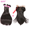 Lace Frontal Closure with Bundles Straight Peruvian Virgin Hair 8a Grade Virgin Unprocessed Human Hair