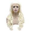 Iwona Synthetic Hair Lace Front Long Wavy Silver White Blonde Wig