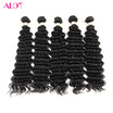 Alot Hair Brazilian Deep Wave 5 Bundle Lot 100 Virgin Human Hair Extension Weave Natural Color Deep Curl Free Shipping