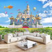 Childrens Room 3D Stereo Castle Backdrop Wall Mural Blue Sky And White Clouds Green Grass Landscape Photo Wallpaper Home Decor