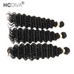 HCDIVA Malaysian Virgin Hair Deep Wave 3 Bundles Lot 100 Unprocessed Virgin Human Hair Deep Curly Weave Natural Black
