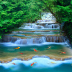 HD Waterfall Running Water Goldfish Photo Mural Wallpaper Chinese Style Nature Landscape Wall Painting Interior Decor Wall Paper