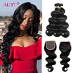 Alot Good quality Indian Body Wave 100 Human Virgin Hair Body Wave With Clousre 31 Bundles With Lace Closure