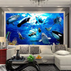 Cartoon Wallpaper For Kids Customized 3D Seabed World Wall Mural Dolphin Shark Whale Photo Wallpaper For Kids Bedroom Wall Decor