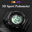 Skmei 2018 New Popular Brand Men Military Sports Fashion Casual Watches Blue Black Digital Led Pedometer Quality Rubber Strap
