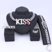New Sexy Women Accessories Gold Crystal Jewelry Sets Kiss Lipstick Big Letter Pendant Necklace Bracelet Earring Ring