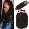 Selling Brazilian Curly Wave 3 Bundles with Closure Unprocessed Virgin Hair with 4"4" Lace Closure Free Part Natural Color
