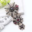 Turkish Rhinestone Brooch For Women Pendant Type Three Flowers Link Broches Brooches Antique Gold Color Arabesque Resin Jewelry