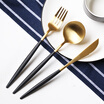 Jia Bai Western steak fork spoon three-piece black gold CF1618