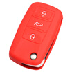 KOOLIFE Car Key Holder Silicone Case Buckle Volkswagen New Passat Sagitar Golf Jetta Santana Bora Tiguan View Touran Longi POLO Octavia Lingdu Volkswagen Pomegranate Red