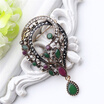Vintage Turkish Wreath Brooch For Women Arabesque Multicolor Resin Pins Jewelry Antique Gold Color Rhinestone Brooches Broches
