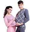 Antarctic Nanjiren N033D10031A thermal underwear men&women printing body sculpting jacquard plus velvet thickening suit female pink XL