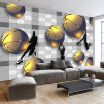 Custom Wall Mural Papel De Parede 3D Golden Basketball Abstract Creative Space Livingroom TV Background Wall Decoration Painting