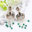 Vintage Turkish Women Flower Seed Bead Drops Earrings Antique Gold Color Dangle Tassel Earring Indian Ethnic Wedding Jewelry